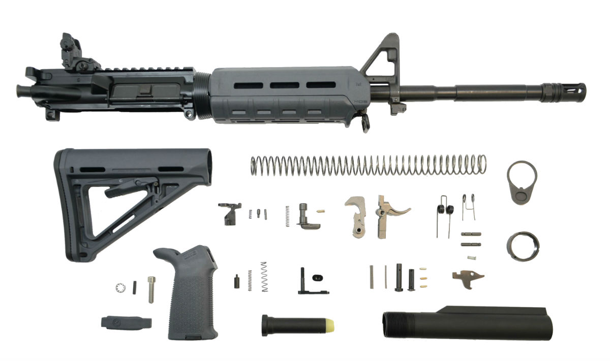 PSA 16" M4 Carbine-Length 5.56 NATO 1/8 Phosphate MOE EPT Rifle Kit With MBUS Rear, Gray - Palmetto State Armory