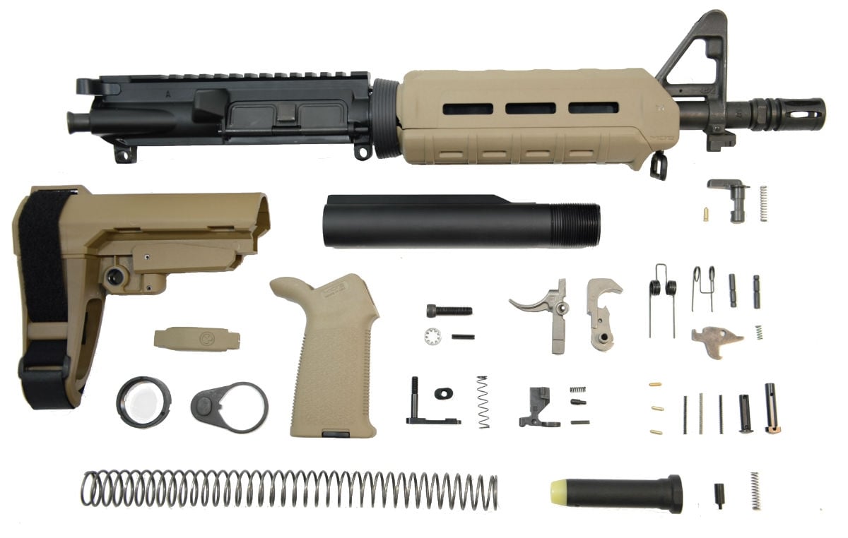 PSA 10.5" Nitride 5.56 1:7 MOE EPT SBA3 Pistol Kit, Flat Dark Earth - 5165449188 - Palmetto State Armory
