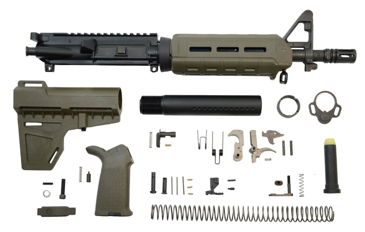 PSA 10.5" Carbine-Length 5.56 NATO 1/7 Phosphate MOE EPT Shockwave Pistol Kit, ODG - 5165449552 - Palmetto State Armory