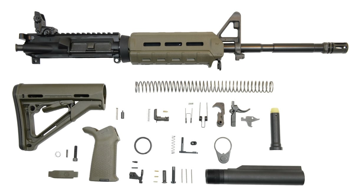 PSA 16" M4 5.56 NATO 1/7 Nitride MOE CTR Rifle Kit w/MBUS Rear, ODG - 5165449896 - Palmetto State Armory