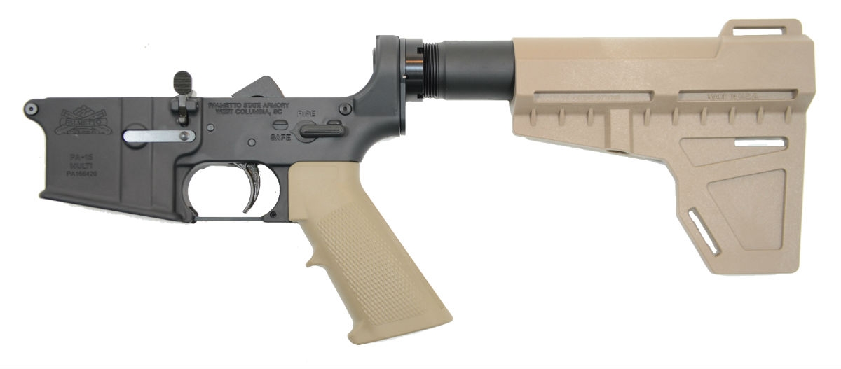 PSA AR-15 Complete Classic Shockwave Pistol Lower, Flat Dark Earth - No Magazine - Palmetto State Armory