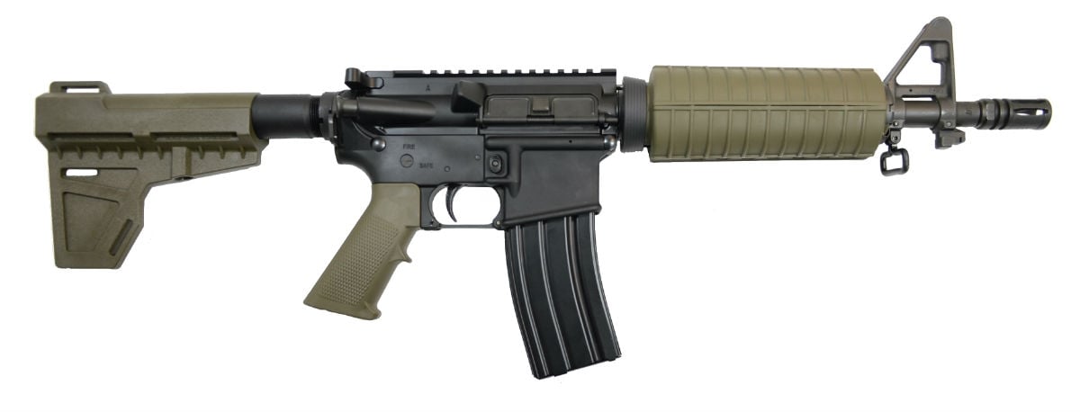 PSA PA-15 5.56 AR-15 Pistol 10.5"Nitride CRBN Shockwave Classic, OD Green - Palmetto State Armory
