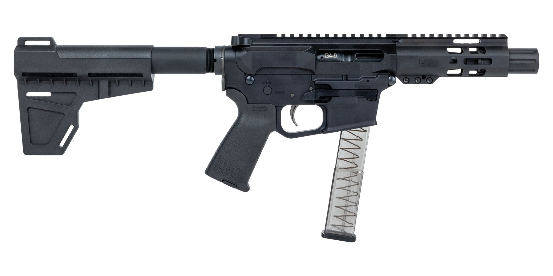 PSA Gen4 4" 9mm 1/10 M-Lok MOE EPT Shockwave Pistol, Black - 5165450374 - Palmetto State Armory