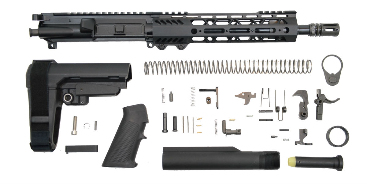 PSA 10.5" 5.56 NATO 1/7 Nitride 9" Lightweight M-Lok Classic SBA3 Pistol Kit - 5165450475 - Palmetto State Armory