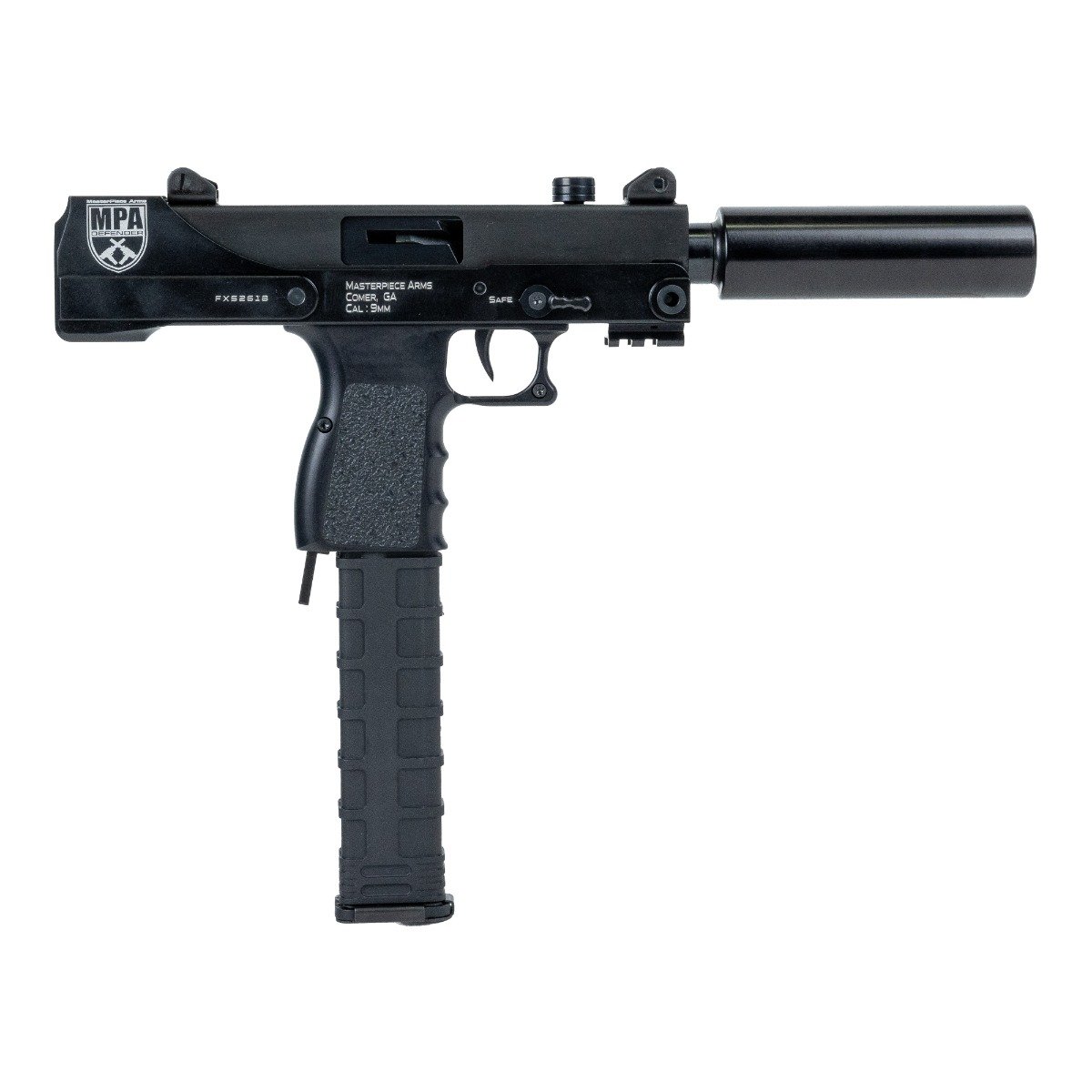 Masterpiece Arms Defender Top Cocking TB 9mm Pistol 5.5", Blk - MPA30T - Masterpiece Arms