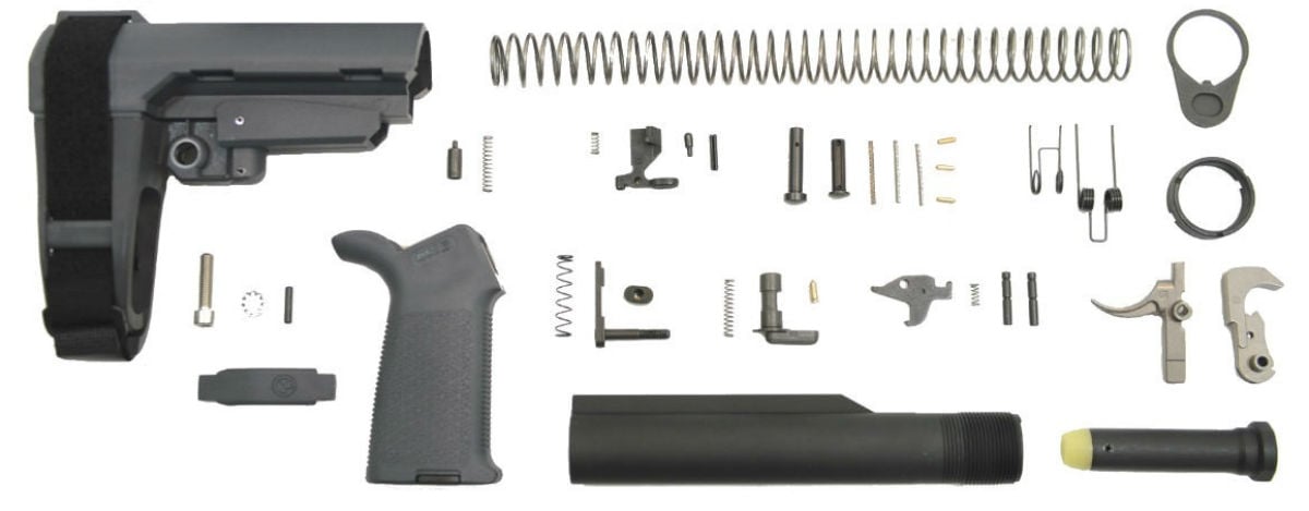 PSA AR-15 Pistol Lower Build Kit SBA3 MOE EPT, Gray - Palmetto State Armory