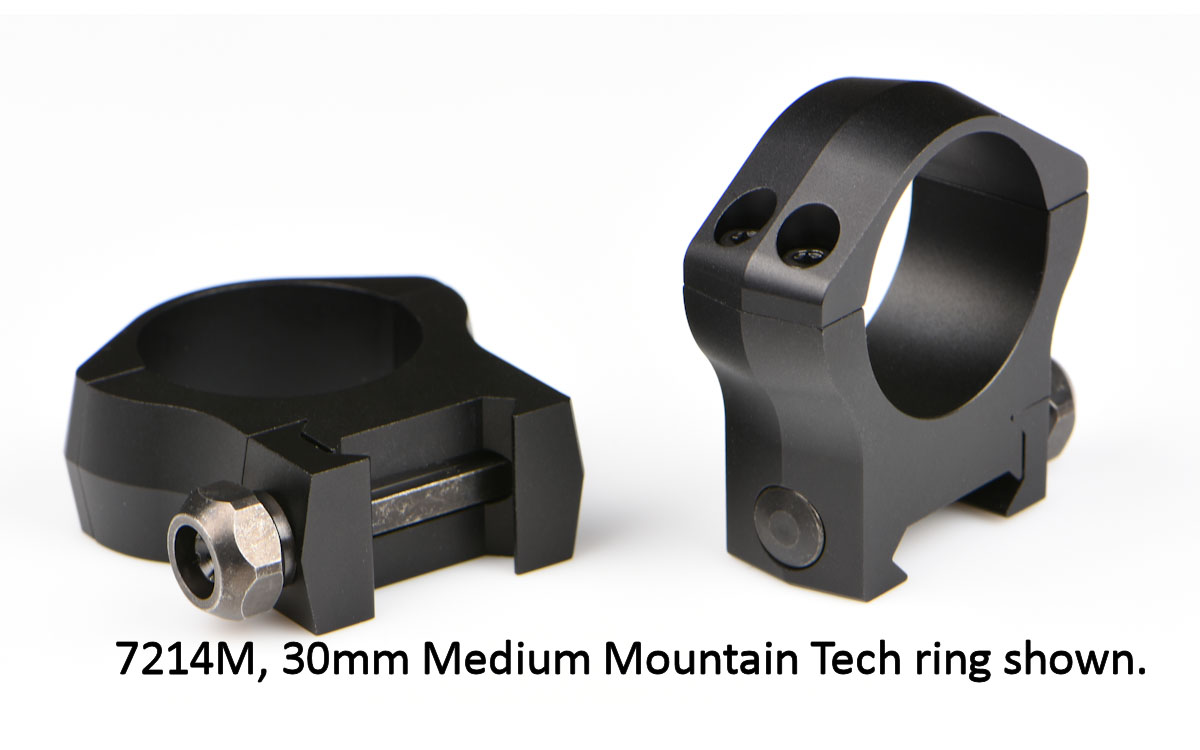 Warne Mountain Tech Ring Set 30mm, Black Hardcoat Anodized - 7214M - Warne
