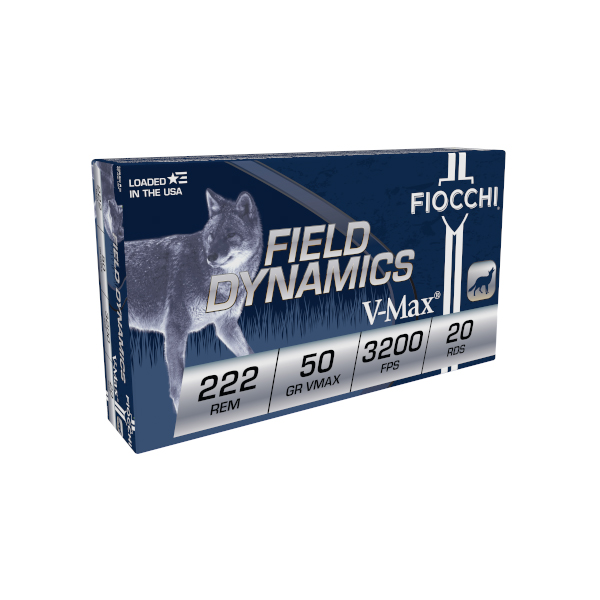 Fiocchi Field Dynamics .222 Remington 50gr. V-MAX Ammo, 20rds - 222HVA - Fiocchi