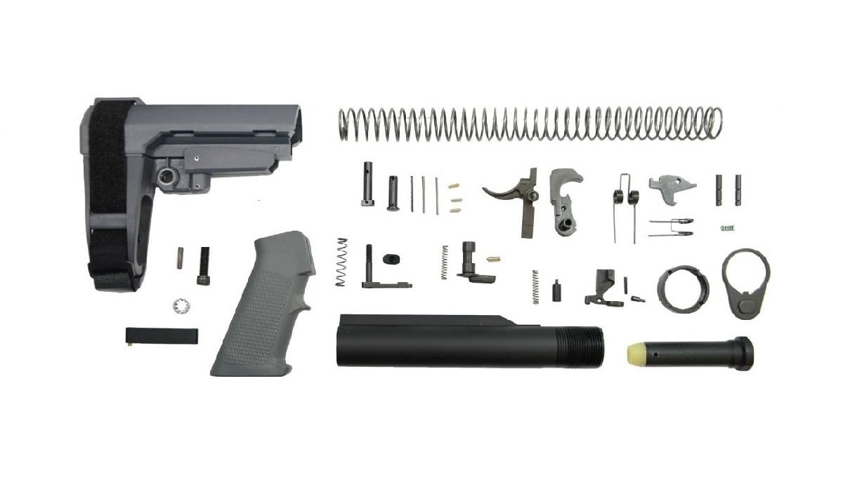 PSA Classic SBA3 Pistol Lower Build Kit, Gray - Palmetto State Armory