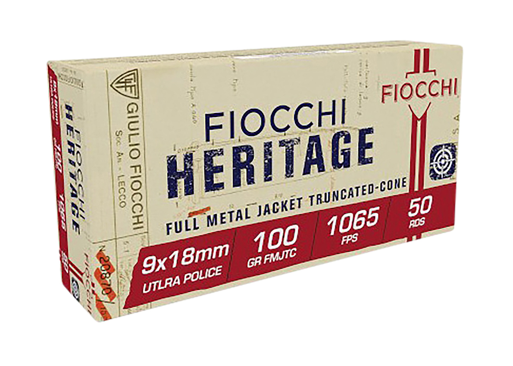 Fiocchi Heritage 9x18mm Ultra 100gr Ammo, 50rds - 9X18 - Fiocchi