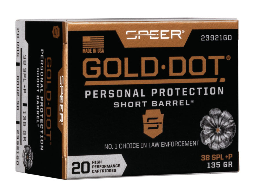 Speer Gold Dot Short Barrel .38 Special +P 135 gr 20 Rounds Ammunition - 23921GD - Speer