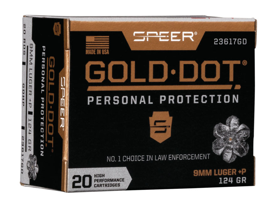 Speer Gold Dot Personal Protection 9mm +P Ammo 124 Gr HP 20rds - Speer