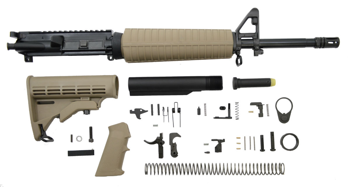 PSA 16" Mid-Length 5.56 NATO 1/7 Phosphate Classic Rifle Kit, FDE - Palmetto State Armory
