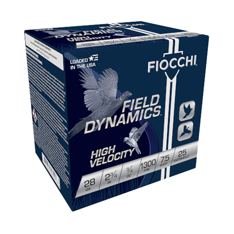 Fiocchi Field Dynamics High Velocity 28 Gauge 2-3/4" 3/4 oz. #7.5 Shotshell, 25rds. - 28HV75 - Fiocchi