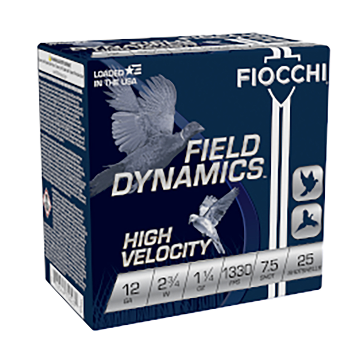 Fiocchi Field Dynamics High Velocity 12 Gauge 2.75" 1.25 oz. #7.5 Shotshells, 25rds - 12HV75 - Fiocchi