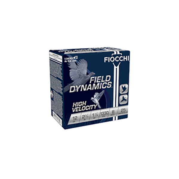 Fiocchi Field Dynamics High Velocity 12 Gauge 2.75" 1.25 oz. #8 Shotshells, 25rds.- 12HV8 - Fiocchi