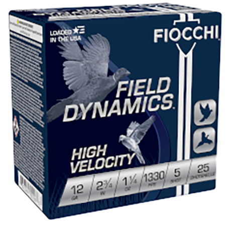 Fiocchi Field Dynamics High Velocity 12 Gauge 2.75" 1.25 oz. #5 Shotshells, 25 rds. - 12HV5 - Fiocchi