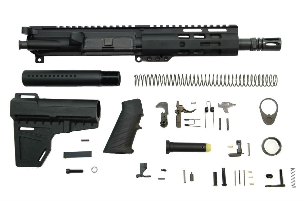 PSA 7.5" Pistol-Length 5.56 NATO 1/7 Nitride 6" Lightweight M-Lok Classic Shockwave Pistol Kit - Palmetto State Armory