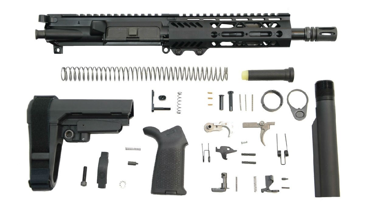 PSA 8.5" Pistol-length 5.56 NATO 1/7 Nitride  7" Lightweight M-Lok MOE EPT SBA3 Pistol Kit