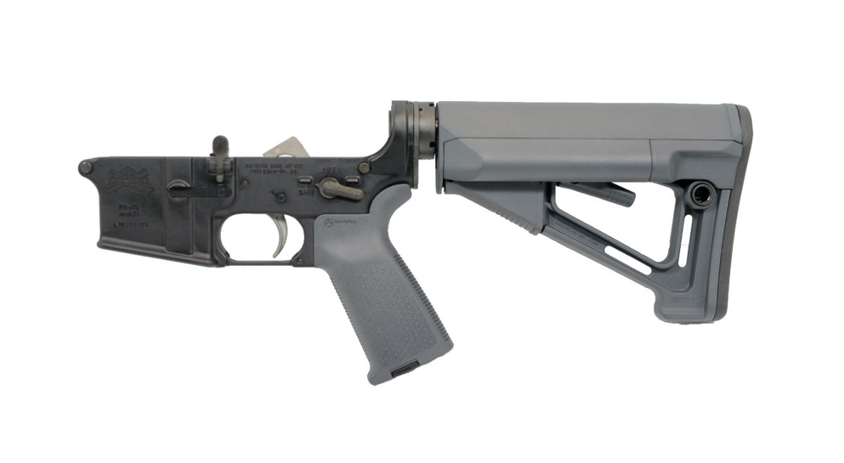 PSA AR-15 Complete MOE STR Lower, Gray - Palmetto State Armory