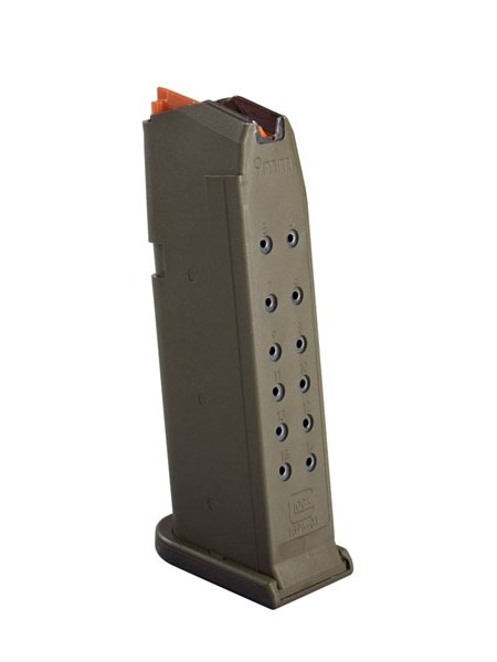 Glock G19 Gen 5 9mm 15 Round Magazine, OD Green - 47460 - Glock