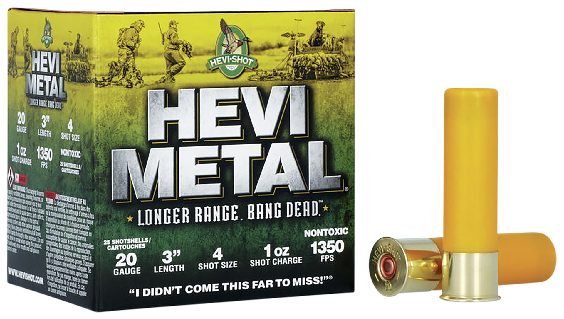 HEVI-Metal Longer Range 3" 1oz #4 20 Gauge Ammunition, 25rds - HS39004