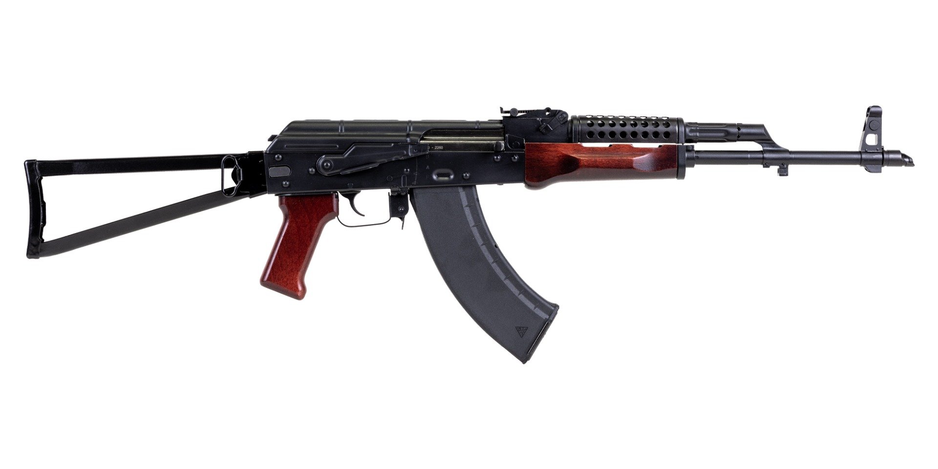 PSA AK-47 GF3 Forged Triangle Side Folding Rifle with Cheese Grater Upper Hand Guard, Redwood - Palmetto State Armory