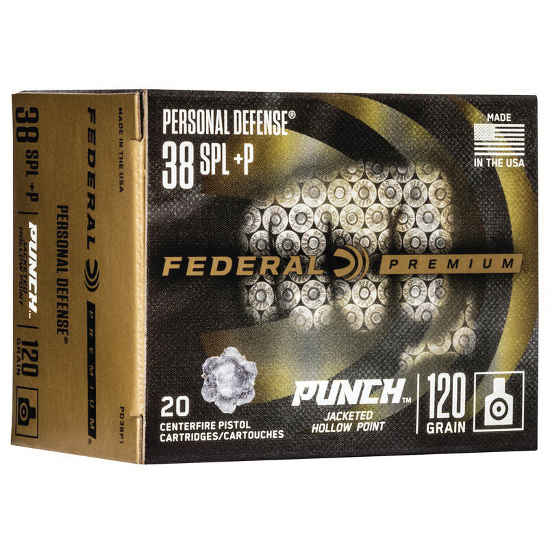 Federal Punch 120 gr JHP .38 Spl +P Ammo, 20/pack - PD38P1 - Federal