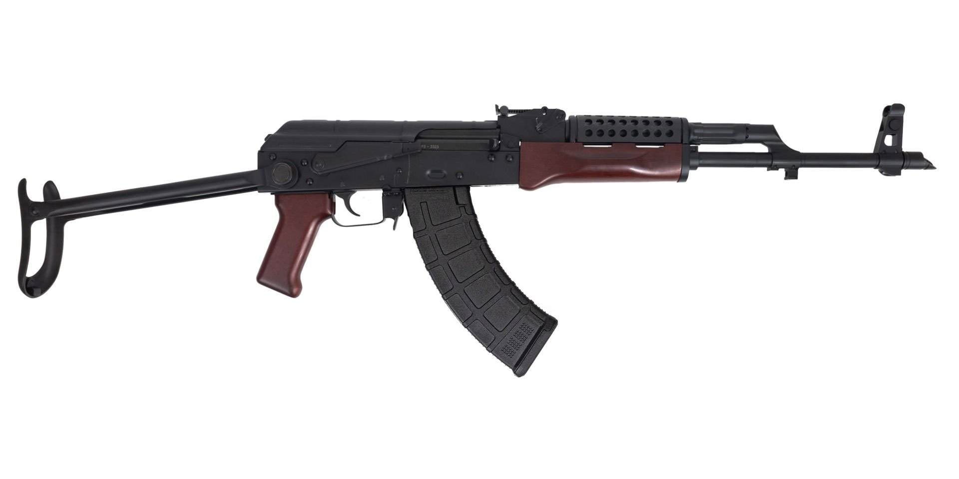 PSA AK-47 GF3 Forged Romanian Under Folding Rifle with Cheese Grater Upper Handguard, Redwood - Palmetto State Armory