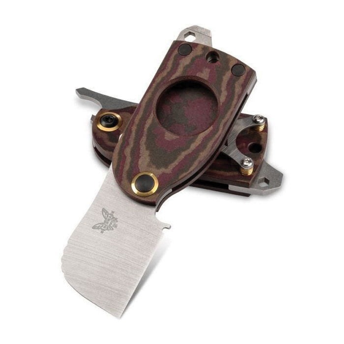 Benchmade Aller Fumee Chisel Ground/Guillotine Folding Knife, 1.6", Chocolate/Brown/Red - 381 - Benchmade
