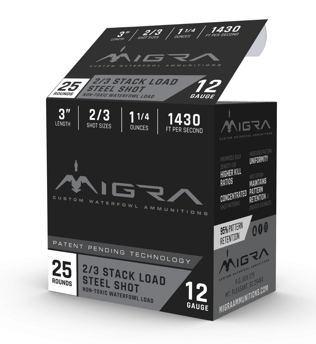 Migra Staxd 3" 2/3 1 1/4oz 12 Gauge Ammo, 25rds - M-12S2-3 - Migra Ammunition