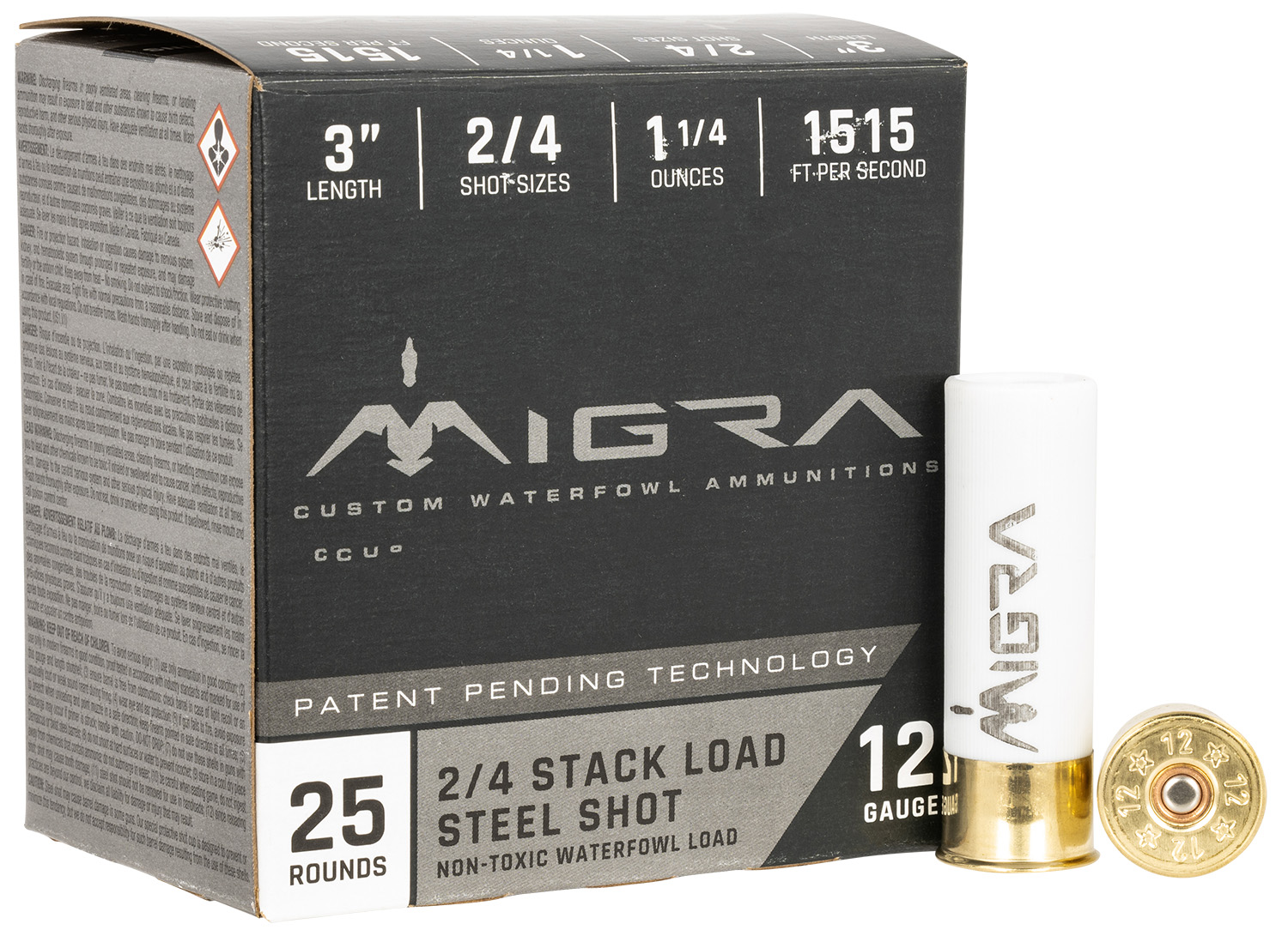 Migra Staxd 3" 2/4 1 1/4oz. 12 Gauge Ammo, 25rds - M-12S2-4 - Migra Ammunition