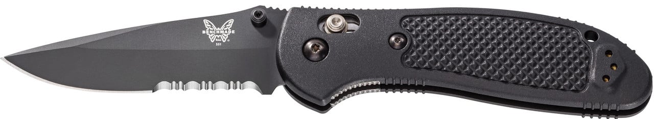 Benchmade Griptillian Serrated Drop Point Folding Knife, Black - 551SBK-S30V - Benchmade
