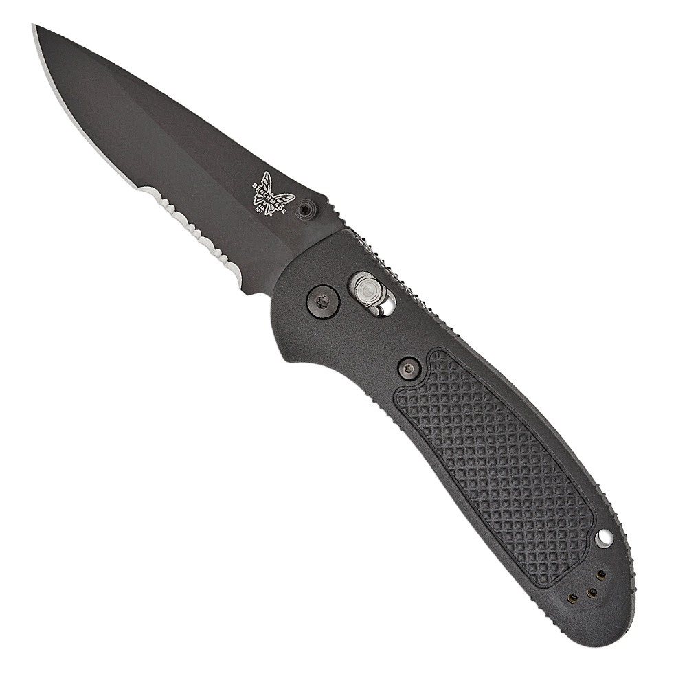 Benchmade Griptillian Folding Drop Point Knife Serrated, Black - 551SBK-S30V