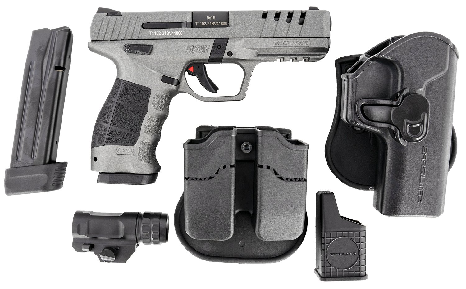 SAR USA SAR9X 9mm Pistol W/ Weapon Light, Platinum Cerakote - SAR9XPT - Sar Usa