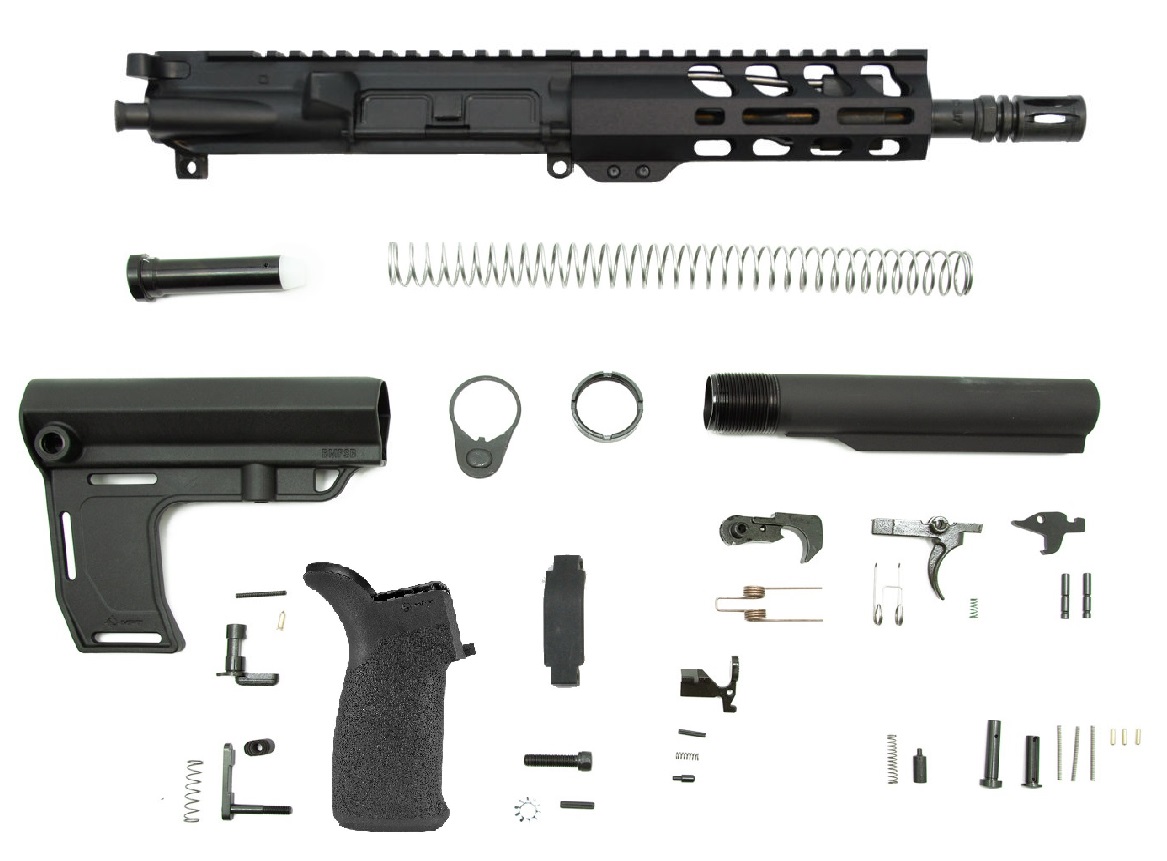 PSA 7.5" 5.56 NATO 1/7 Phosphate 6"  Lightweight M-Lok MFT Battlelink Pistol Kit - Palmetto State Armory