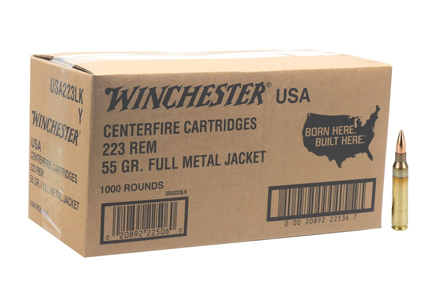 Winchester 55gr FMJ 223 Ammo, 1000 rds - W2231000 - Winchester
