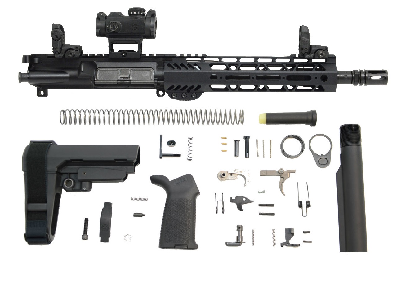 PSA 10.5" Carbine-Length 5.56 NATO 1/7 Phosphate 9" Lightweight M-Lok MOE EPT SBA3 Pistol Kit w/MBUS Sight Set & Romeo MSR - Palmetto State Armory