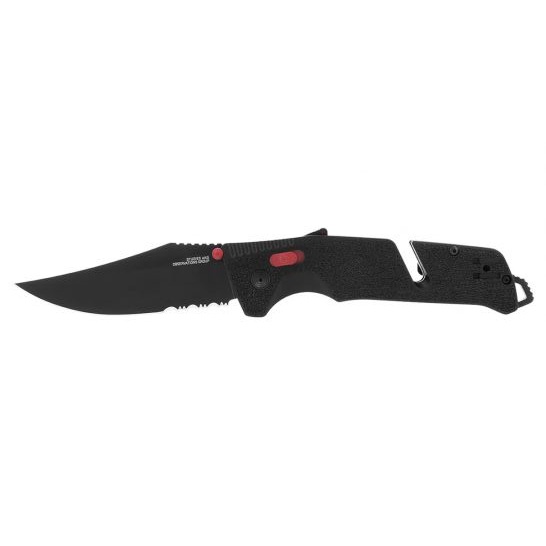 SOG Trident AT Partially Serrated Clip Point Folding Knife, Red/Black - 11-12-02-41 - Sog Knives