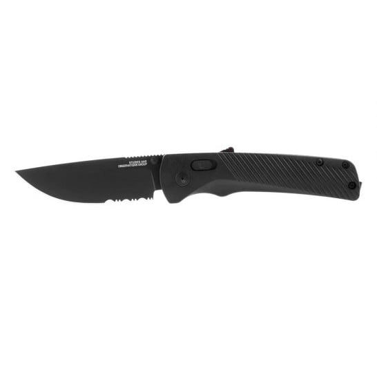 SOG Flash AT Blackout Partially Serrated Straight Back Folding Knife, Black - 11-18-02-41 - Sog Knives