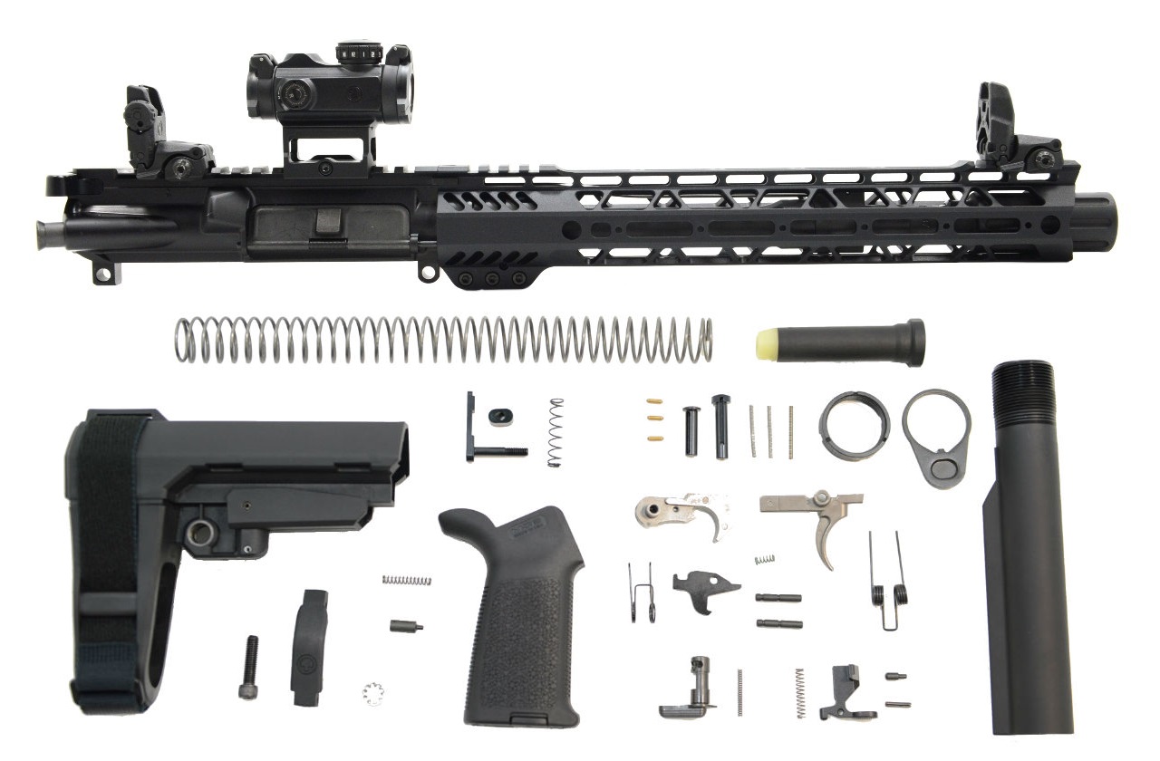 PSA 10.5" Carbine-Length 5.56 NATO 1/7 Phosphate 12" M-Lok MOE EPT SBA3 Pistol Kit with MBUS Sight Set & Romeo MSR - Palmetto State Armory