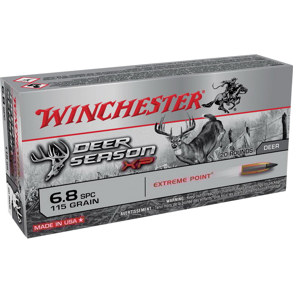 Winchester Deer Season XP 6.8mm Rem SPC 115 gr Extreme Point Ammo, 20/Box - X68SPCDS - Winchester
