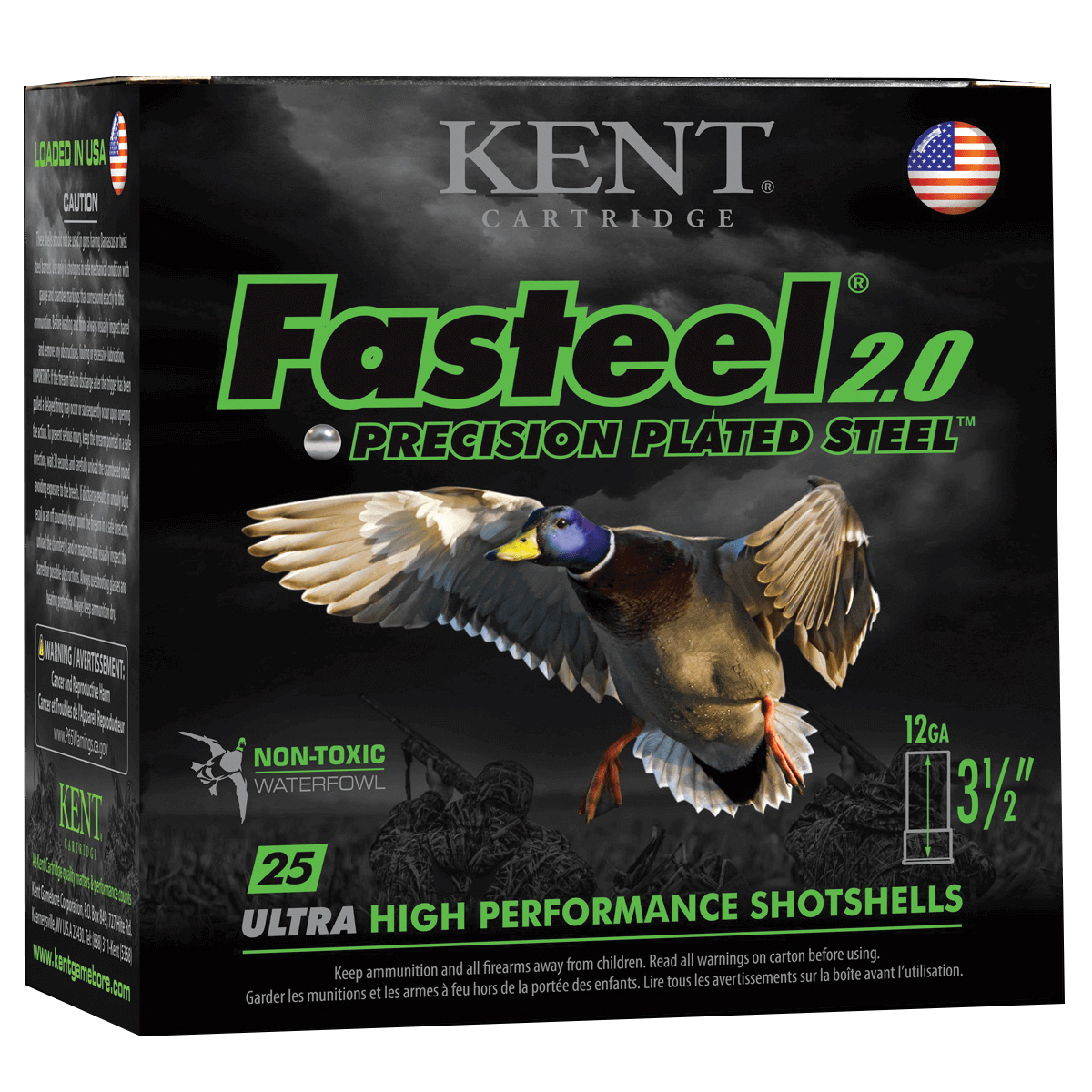 Kent Fasteel 2.0 12 Gauge Ammo 3-1/2" 3 Shot, 25 rds/box - K1235FS40-3