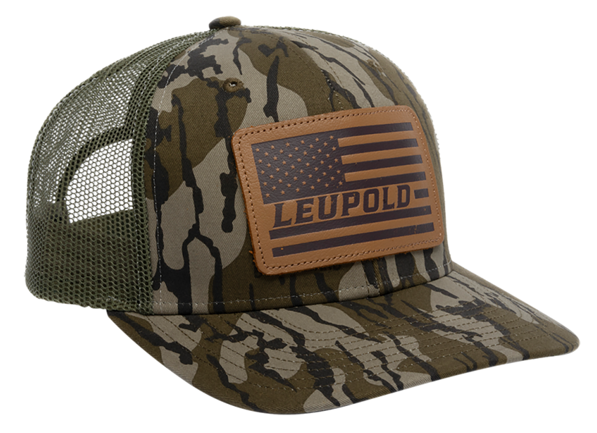 Leupold American Flag Trucker Hat, Green/Bottomland Camo - 172600 - Leupold