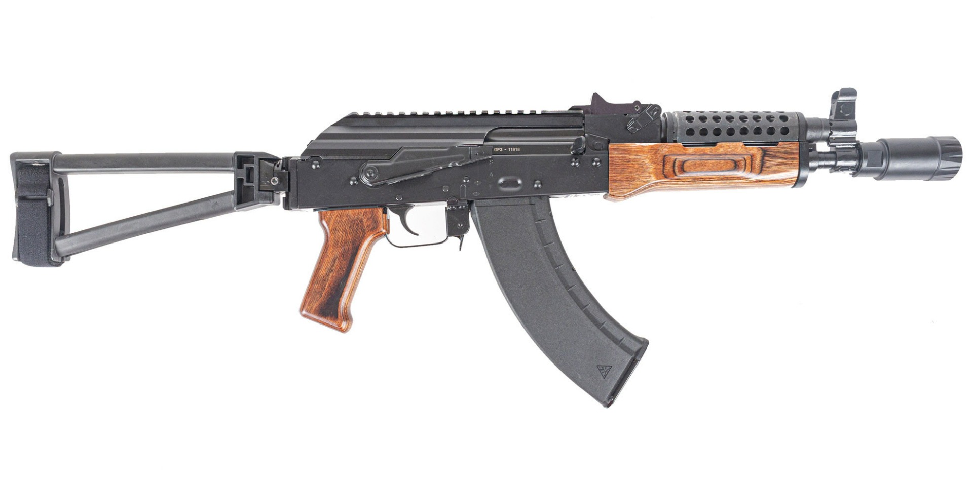 PSA AK-P GF3 Triangle Side Folding Pistol with Linear Comp, Nutmeg - Palmetto State Armory