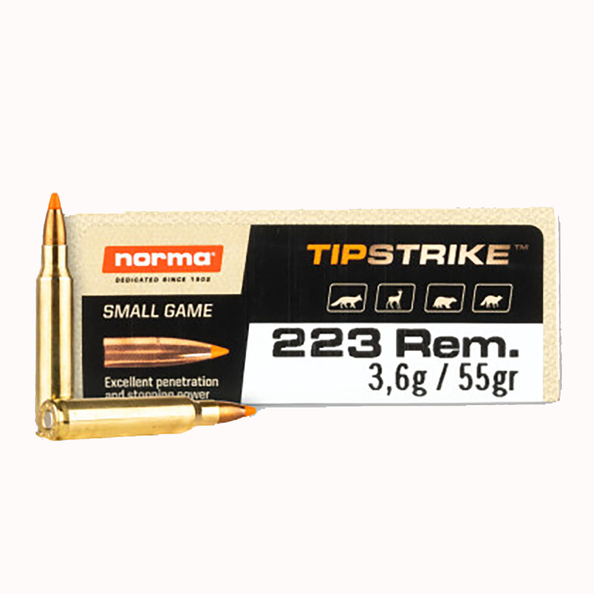 Norma Tipstrike-Varmint 55gr 223 Remington Ammo, 20rds - 20157352 - Norma