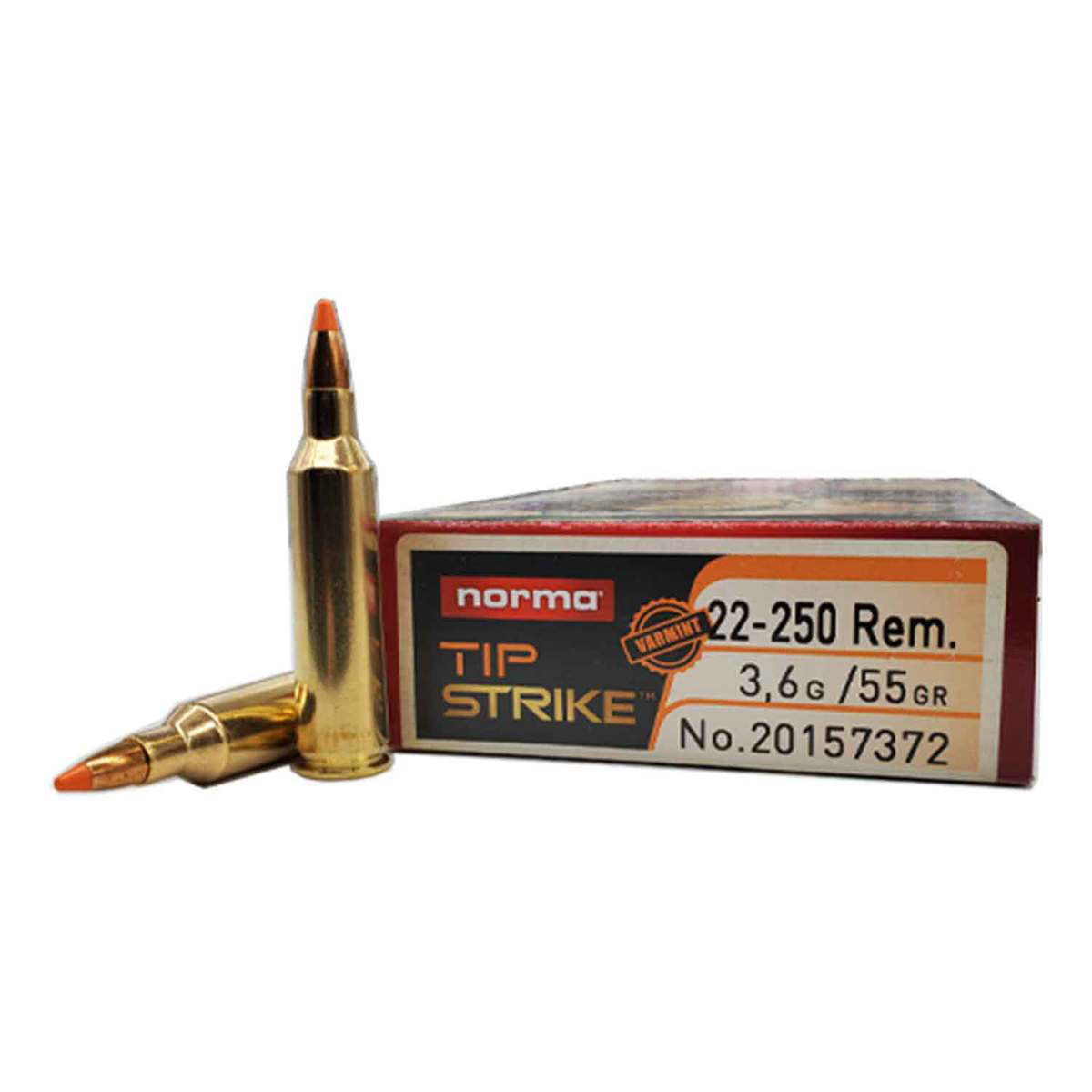 Norma Tipstrike-Varmint 55gr .22-250 Rem. Ammo, 20rds - 20157372 - Norma