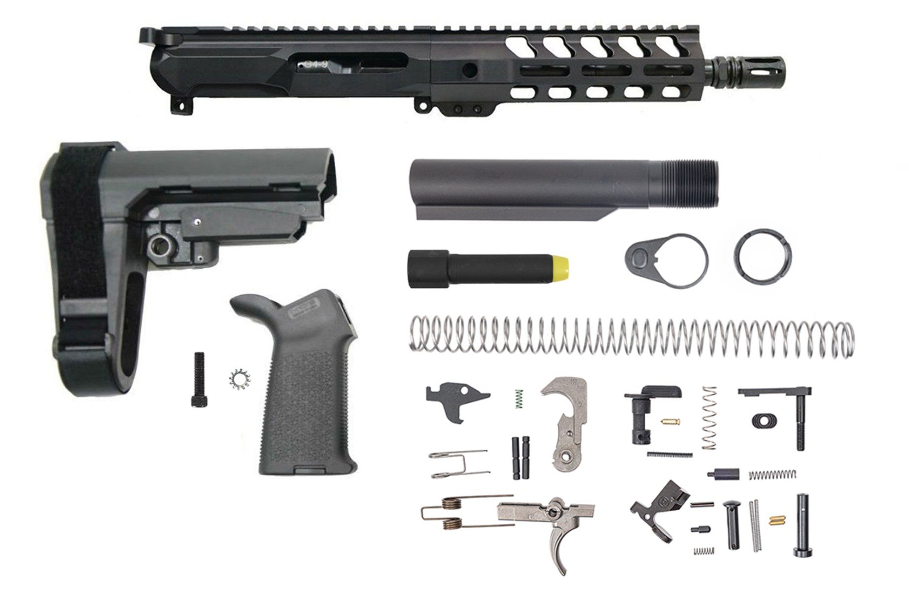 PSA Gen4 8" 9mm 1/10 Nitride 7" Lightweight M-lok Railed MOE EPT SBA3 Pistol Kit - Palmetto State Armory