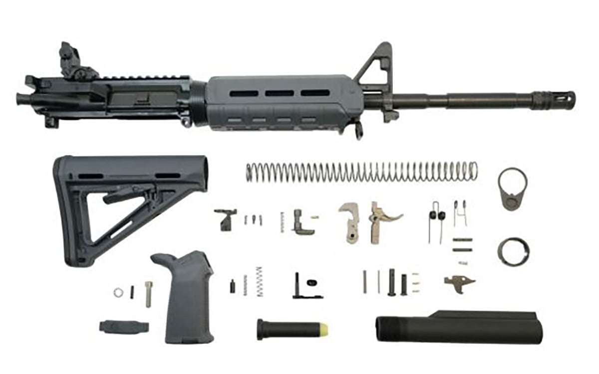 PSA 16" M4 5.56 NATO 1/7 Phosphate MOE EPT Rifle Kit w/ Rear MBUS, Gray - Palmetto State Armory
