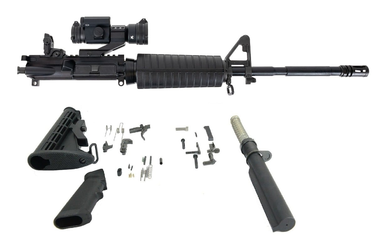 PSA 16" M4 Carbine Length 5.56 NATO 1:7 Nitride Freedom Rifle Kit with Vortex Strikefire II Optic & Rear Mbus - Palmetto State Armory